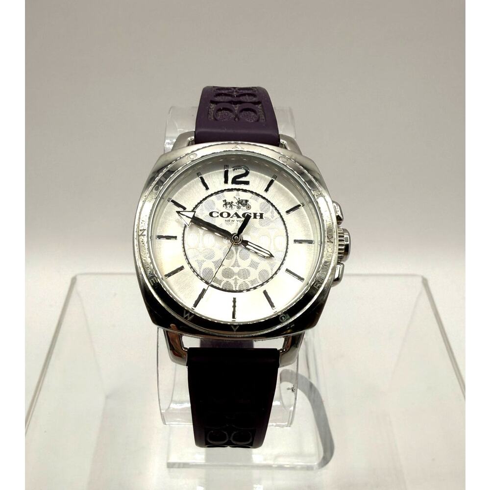 Coach Boyfriend Watch 140944 Signature C Dark Plum Band-Not Running